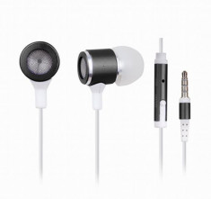 Gembird Stereo metal earphones with microphone and volume control, black-white foto