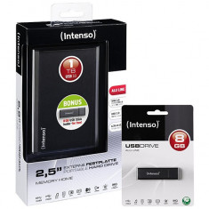 Intenso External Hard Drive 1TB MemoryHome Anthracite 2,5 USB 3.0 + Pendrive 8GB foto