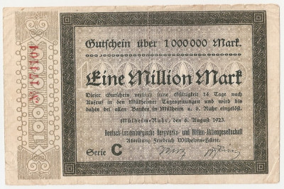 Luxemburg Notgeld 1000000 Mark Mulheim 1923 F foto