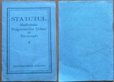 Statutul Sindicatului Proprietarilor Urbani din Bucurestii sub ocupatie , 1917 foto