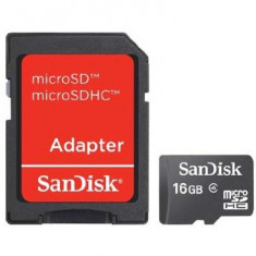 Card Sandisk microSDHC 16GB Class 4 cu adaptor SD foto