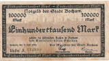 Luxemburg Notgeld 100000 Mark Bochum 1923 F