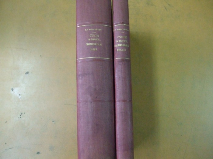 Code d instruction criminelle annote vol. 1-2 Paris 1911 - 1926 Poittevin 042