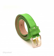 Curea piele naturala intoarsa Verde (latime 3,3 cm) - Made in Romania C41 foto