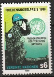 TIMBRE 137h, ONU, VIENA, 1989, PREMIUL NOBEL PENTRU PACE, FORTE MENTINEREA PACII, Organizatii internationale, Nestampilat