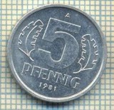 9071 MONEDA- GERMANIA(RDG) - 5 PFENNIG -anul 1981 A - starea ce se vede, Europa