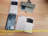 Husa piele ecologica tip carte Huawei P8 Lite gold si negru, Alt model telefon Huawei
