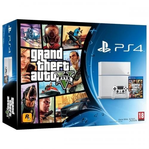 Consola PlayStation 4 White + joc Grand Theft Auto V Consola PlayStation 4 White + joc Grand Theft Auto V