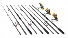 KIT 3lansete SIRENACARP 3,6m, 3mulinete KT500 baitrunner 9 rulmenti si rodpod foto