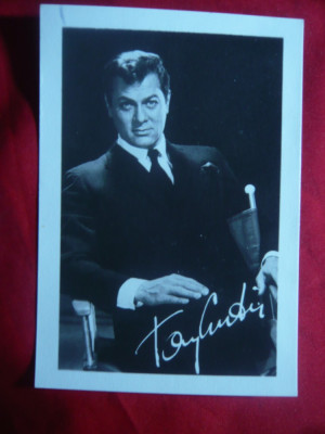 Fotografie a Actorului Tony Curtis , autograf tiparit dim.= 9x12,8 cm foto