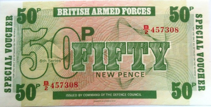 Bancnota 50 NEW PENCE - BRITISH ARMED FORCES *cod 418 = UNC