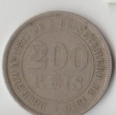 Moneda 200 reis 1875 - Brazilia, mai rar! foto