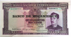 Bancnota 500 Escudos - MOZAMBIC/Portugalia, anul 1967 *cod 433 UNC foto