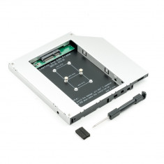 HDD Caddy, Adaptor de la DVD la mSATA SSD, 12.7mm, Aluminiu foto