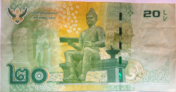 Bancnota 20 Baht - THAILANDA, anul 2013? *cod 426