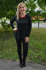 Bluza simpla de primavara, toamna,cu maneca lunga, neagra (Culoare: NEGRU, Marime: 42) foto