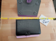 Husa tableta universala de 8 inch mov roz si negru foto