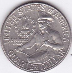 Moneda Statele Unite ale Americii 1/4 Dolar 1976D - KM#204 XF ( bicentenar ) foto