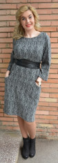 Rochie trendy de toamna-iarna, culoare neagra, cu buzunare mari (Culoare: NEGRU, Marime: 44) foto