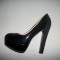 Pantof elegant, nuanta de negru, toc inalt cu pietre fine (Culoare: NEGRU, Marime: 38)