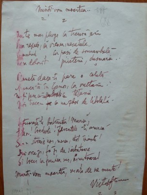 Poezie in manuscris, Victor Eftimiu; Minti-vom moartea, 1910 foto
