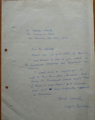 Scrisoare a scriitorului de avangarda Virgil Teodorescu, despre avangarda foto