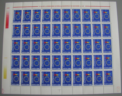 SD Romania 2003 LP 1603-10 ani semn.Acord Europ.de Asoc. la UE, coala 50, MNH foto