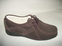Pantof din piele naturala, nuanta de maro, inchidere cu siret (Culoare: MARO, Marime: 41) foto