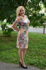 Rochie eleganta cu model deosebit multicolor cu curea aplicata (Culoare: MULTICOLOR, Marime: 44) foto