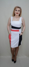 Rochie cu buzunare, nuanta de alb, design fashion (Culoare: ALB, Marime: 42) foto