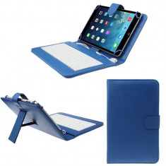 Husa Tableta 10 Inch Cu Tastatura Micro Usb Model X , Albastru C135 foto