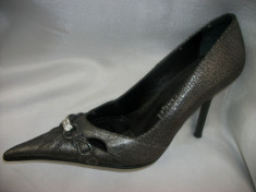 Pantof de gala, nuanta de gri, toc subtire rafinat (Culoare: GRI, Marime: 36) foto