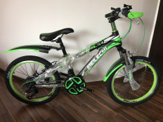 Bicicleta 20 inch copii 5-10 ani 18 viteze NEGRU cu VERDE foto