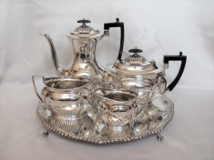 SERVICIU DE CAFEA SI CEAI DIN ARGINT MASIV 925 STERLING SILVER foto