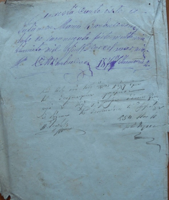 Document din 1854, scris olograf, cu completari in 1877