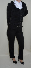 Pantalon trendy, nuanta de negru, design interesant sus (Culoare: NEGRU, Marime: 36) foto