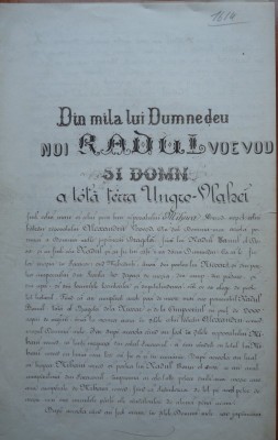 Traducere interbel., hrisov al lui Radu I Voievod si Domn al Ungro-Vlahei, 1614 foto
