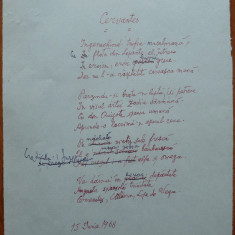 Poezie in manuscris , Victor Eftimiu ; Cervantes , 1968 , mason , aroman