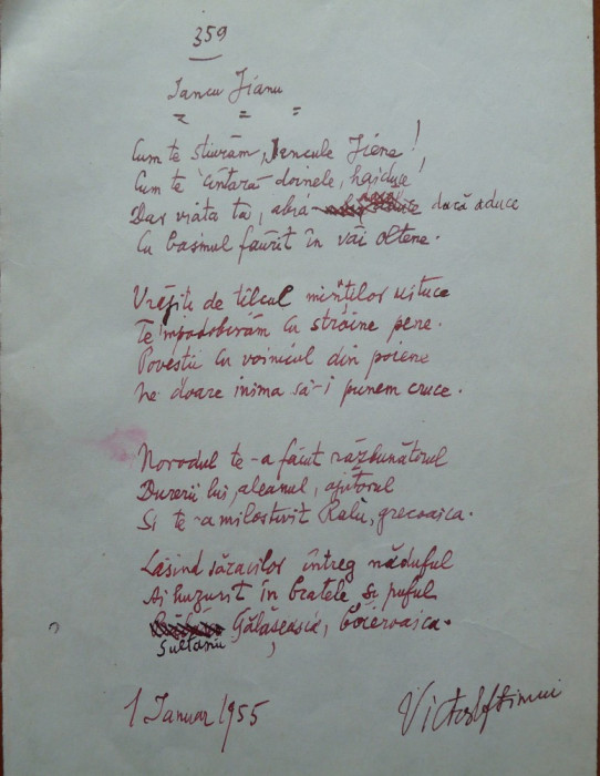 Poezie in manuscris, Victor Eftimiu; Iancu Jianu, 1954