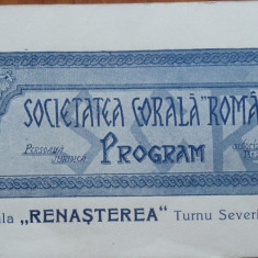 Societatea Corala Romania , Filiala Renasterea din Turnu Severin ; Program ,1938