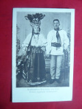 Ilustrata -Pereche Tarani Romani in costume populare la Rupea 1917 ,judet Brasov, Necirculata, Printata