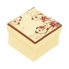 Cutie de cadou pentru inel - galben deschis cu narcise roz foto