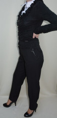 Pantalon de stofa, nuanta de negru, design interesant fin (Culoare: NEGRU, Marime: 44) foto