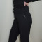 Pantalon de stofa, nuanta de negru, design interesant fin (Culoare: NEGRU, Marime: 44)