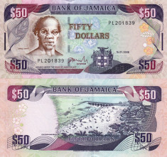 JAMAICA 50 dollars 2008 UNC!!! foto