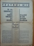 Cumpara ieftin Teatrul Mic; De la Caragiale la Eugen Ionescu si invers, 1965