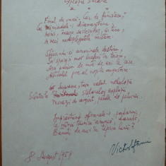 Poezie in manuscris , Victor Eftimiu ; Explozii stelare , 1954 , mason , aroman