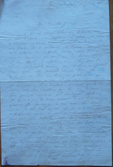 Scrisoare catre I. G. Sbiera dela Constantinopol, 1888, semnata Merades de Sion