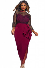 L465-81 Rochie midi eleganta, cu plasa cu ochiuri mari - Plus Size foto