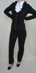 Pantalon din stofa fina, nuanta de negru, buzunare apretate (Culoare: NEGRU, Marime: 40) foto